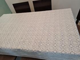 Kit Toalha de Mesa 4Lugares Rendada TNT + Toalha de Cristal