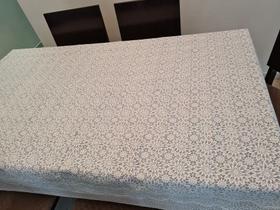 Kit Toalha de Mesa 6 Lugares Rendada TNT + Toalha de Cristal