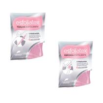 Kit Toalha Esfoliante Rosa + Kit Esponja Facial Rosa ESFOLIATEX