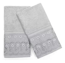 Kit Toalha Lavabo Social Renascença Fio Egípcio Buettner 2pç Cor Cinza - 600 Kit Toalha Lavabo Social Renascença Fio Egípcio Buettner 2pç Cor Cinza - 600