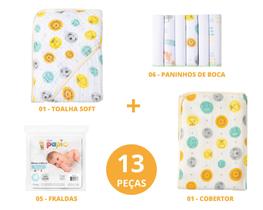 Kit toalha soft+paninho de boca+fralda+cobertor-enxoval bebê - CHARMINHO DO BEBE