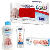 Kit Toalha Umedecida ,pomada De Assadura E Talco Nenex Azul