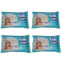 Kit Toalha Umedecidas Lenço Descartável Bebê Luli Care 4 Pacotes 240 Folhas Com Extrato de Camomila e Lavanda