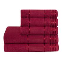 Kit toalhas 2 Banho 3 Rosto barra de bordar Vermelho Premium - EMPÓRIO DO LAR