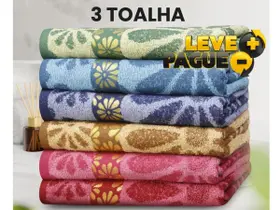 Kit Toalhas de Banho Grande Estampada 140x70cm Toque Macio Kit Toalhas de Banho Grande Estampada 140x70cm Toque Macio