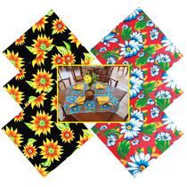 Kit Toalhas de Mesa Tecido Chita Floral 70x70 Festa Junina Country Havaiana Piquenique Decoração - 6 Unidades Sortidas