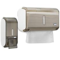 Kit Toalheiro Compacto Fume + Saboneteira 400Ml