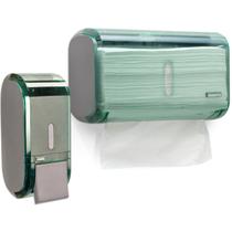KIT TOALHEIRO COMPACTO PREMISSE 2D VERDE + SABONETEIRA COMPACTA COM RESERVATÓRIO 400ml KIT TOALHEIRO COMPACTO PREMISSE 2D VERDE + SABONETEIRA COMPACTA COM RESERVATÓRIO 400ml