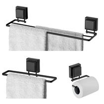 Kit Toalheiro Duplo 45cm Papel Higiênico Porta Toalha 25cm Suporte Ventosa Preto Fosco - Future Kit Toalheiro Duplo 45cm Papel Higiênico Porta Toalha 25cm Suporte Ventosa Preto Fosco - Future