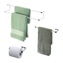 Kit Toalheiro Duplo 60 cm + Toalheiro 30 cm + Porta Papel Higiênico - 1668 Cromado Future Kit Toalheiro Duplo 60 cm + Toalheiro 30 cm + Porta Papel Higiênico - 1668 Cromado Future
