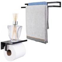 Kit Toalheiro Duplo Porta Papel Styleblack Toalheiro Rosto