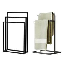 Kit Toalheiro E Porta Toalha Lovell Metal Preto Lavabo DHom