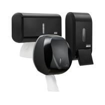 Kit Toalheiro Papel Toalha Interfolhado Médio Dispenser Saboneteira 400ml Papel Higiênico Rolão Parede Shopping Escola Clínica Empresa Economia