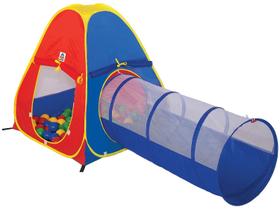 Kit Toca e Túnel Triangular 2 em 1 com 60 Bolinhas Coloridas Poliéster +4 Anos