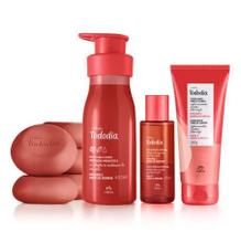 Kit Tododia Morango e Baunilha Dourada: Banho, Esfoliação e Hidratação - 3 Itens