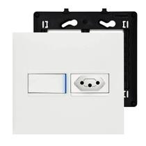 Kit Tomada 10A + Interruptor Simples Com LED Placa 4x4 Legrand PIAL Plus+