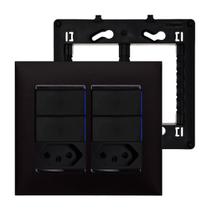 Kit Tomada 20A e 10A com 4 Interruptor Simples com LED Placa e Suporte Legrand PIAL Plus+