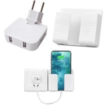 KIT Tomada Adaptador Benjamin Dobrável 10A com 04 Entradas Duplo USB 10A com Suporte Multi Uso