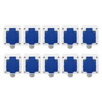 Kit Tomada + Caixa Branca Padrão Brasileiro 2P+T 20A Azul