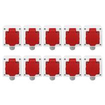 Kit Tomada + Caixa Branca Padrão Brasileiro 2P+T 20A Vermelha