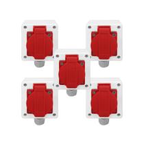 Kit Tomada + Caixa Branca Padrão Brasileiro 2P+T 20A Vermelha