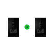 Kit Tomada com Interruptores ETS 2002 Preto Intelbras - 2 unidades Kit Tomada com Interruptores ETS 2002 Preto Intelbras - 2 unidades