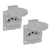 Kit Tomada de Embutir Padrão BR 2P+T 20A Branca com Tampa