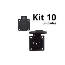 Kit Tomada de Embutir para Painel Padrão Brasileiro 2P+T 20A (Preta) - SIBRATEC