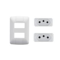 Kit Tomada Dupla 10A-20A com Placa Branca Aria Tramontina Kit Tomada Dupla 10A-20A com Placa Branca Aria Tramontina