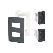 Kit Tomada Dupla 10A-20A com Placa e Suporte Orion Schneider