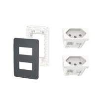 Kit Tomada Dupla 10A-20A Placa e Suporte Orion Schneider Kit Tomada Dupla 10A-20A Placa e Suporte Orion Schneider