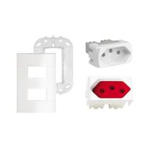 Kit Tomada Dupla 10A-20A VM Placa e Suporte Decor Schneider Kit Tomada Dupla 10A-20A VM Placa e Suporte Decor Schneider