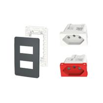 Kit Tomada Dupla 10A-20A VM Placa e Suporte Orion Schneider Kit Tomada Dupla 10A-20A VM Placa e Suporte Orion Schneider