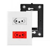 Kit Tomada Dupla 20A Vermelha e Branca Com Placa e Suporte 4x2 Arteor Legrand