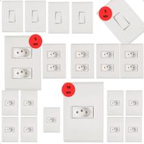 Kit Tomada Dupla Simples Interruptor Liz Tramontina Branca Kit Tomada Dupla Simples Interruptor Liz Tramontina Branca