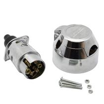 Kit Tomada e Plug Cromado 6 Polos Para Reboque Carretinha