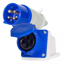 Kit Tomada e Plug Industrial Macho Fêmea Sobrepor 16A 220 4P