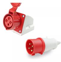 Kit Tomada e Plugue Industrial Macho Fêmea Sobrepor 16A 380v