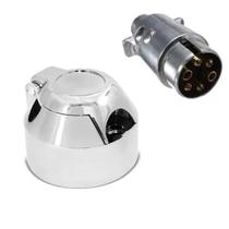 Kit Tomada Eletrica Engate Macho e Femea Cromada 6 Polo Reboque Carretinha