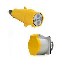 Kit Tomada Embutir e Plug Industrial Negativo 3p+t 32A 110V