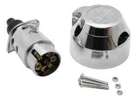 Kit Tomada Fêmea Cromada E Plug Macho Cromado Para Engate Kit Tomada Fêmea Cromada E Plug Macho Cromado Para Engate