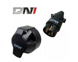 kit Tomada Macho Femea Carreta Reboque Engate 6 Pinos Preta DNI