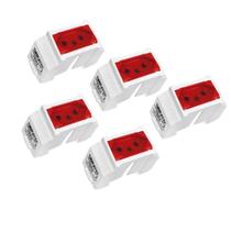 Kit Tomada Padrão Brasileiro TWDIN - Tomada Vermelha + Suporte Branco - 2P+T 10A