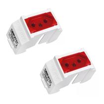 Kit Tomada Padrão Brasileiro TWDIN - Tomada Vermelha + Suporte Branco - 2P+T 20A