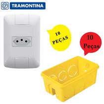 Kit Tomada Simples Aria Tramontina 10a E Caixa De Embutir Luz Kit Tomada Simples Aria Tramontina 10a E Caixa De Embutir Luz