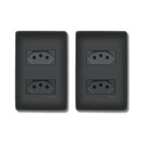 Kit Tomadas Dupla Preta 10a e 20a Habitat Black fosco Fame Kit Tomadas Dupla Preta 10a e 20a Habitat Black fosco Fame