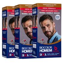 Kit Tonalizante Biocolor Homem Castanho Claro - 3 Unidades Kit Tonalizante Biocolor Homem Castanho Claro - 3 Unidades