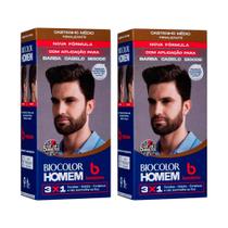 Kit Tonalizante Biocolor Homem Castanho Médio - 2 Unidades