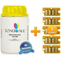 Kit Toner Refil + 5 Chip Toner TankFull Para Xerox Phaser 6000 WC 6015 6010 - 106R01633 Yellow de 500g