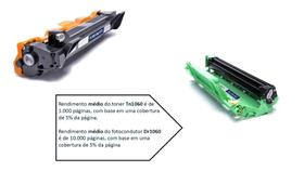 Kit toner Tn1060 + Dr1060 DCP1512 HL1112 HL1202 HL1212W Envio Imediato Kit toner Tn1060 + Dr1060 DCP1512 HL1112 HL1202 HL1212W Envio Imediato